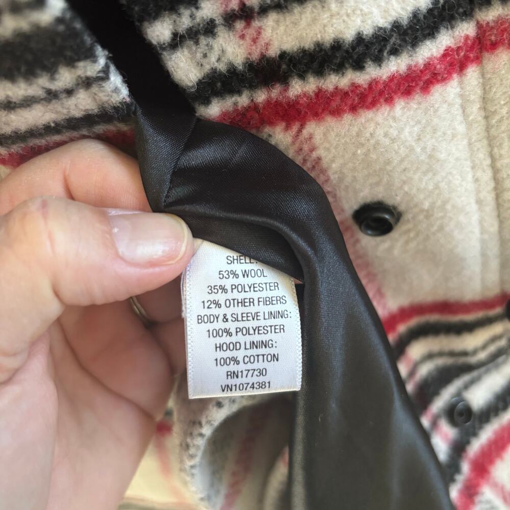 Merona Women's Medium Toggle Duffle Coat Wool Blend Plaid Preppy - Picture 8 of 9